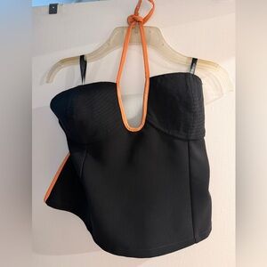 Paris Georgia Black and Orange Women's Halter Top